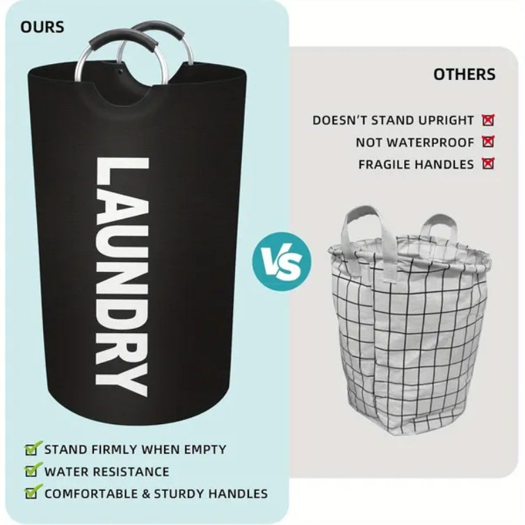 1 Gallon Waterproof Fabric Laundry Basket – Collapsible Clothes Storage Organizer for Home & Bathroom