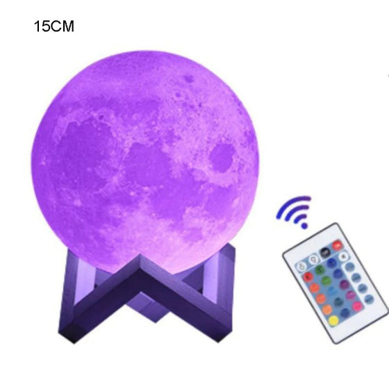 16-Color LED Moon Lamp with Stand & Remote Control | Creative Night Light with Dock for Bedroom & Home Décor