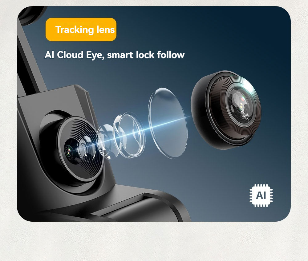 360° Auto Face Tracking Tripod – Smart Selfie Stick with AI Motion Tracking, Remote Control & LED Fill Light