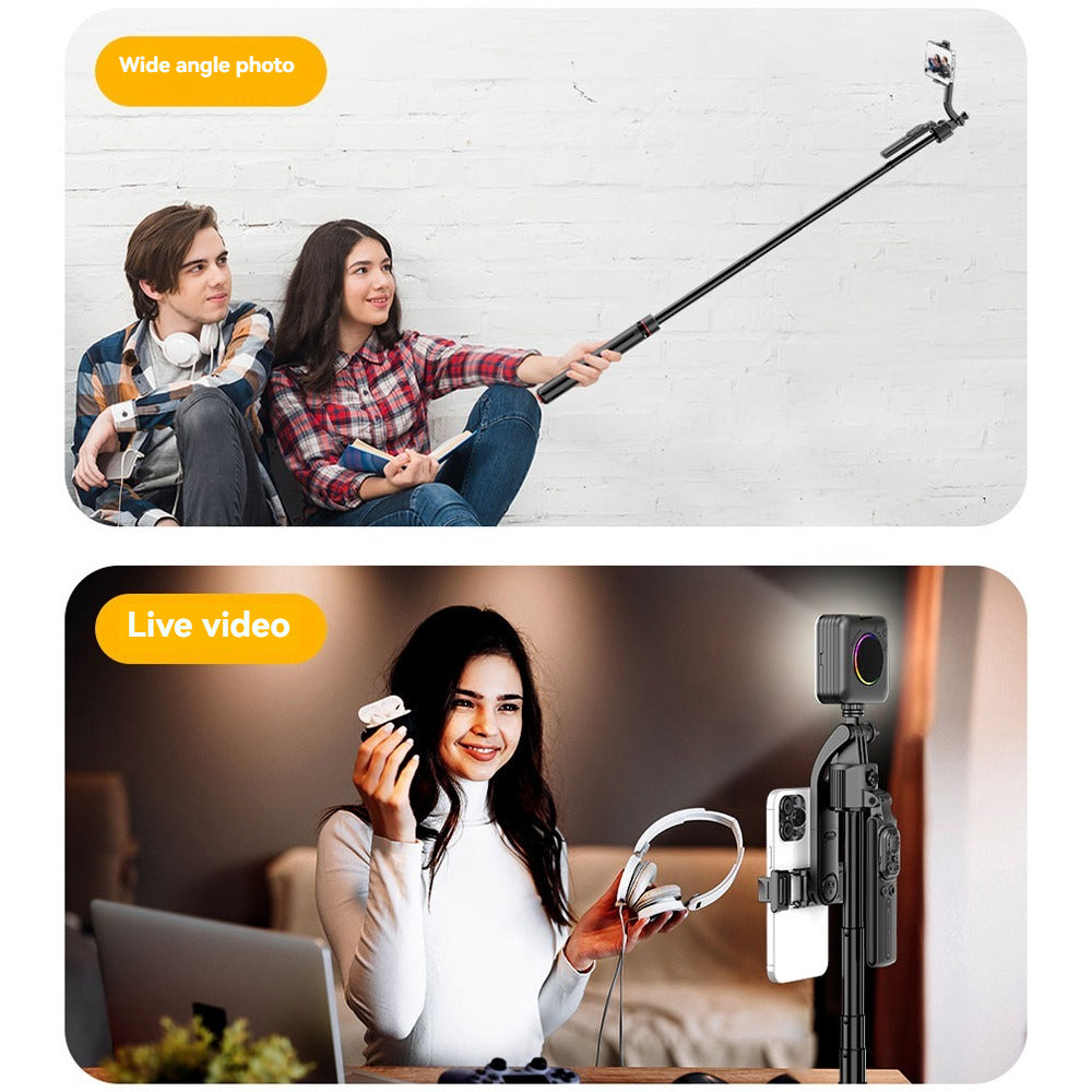 360° Auto Face Tracking Tripod – Smart Selfie Stick with AI Motion Tracking, Remote Control & LED Fill Light