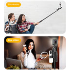 360° Auto Face Tracking Tripod – Smart Selfie Stick with AI Motion Tracking, Remote Control & LED Fill Light
